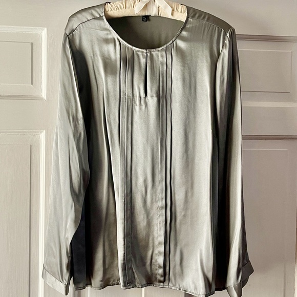 Talbots Tops - Talbots Silver gray silk blouse